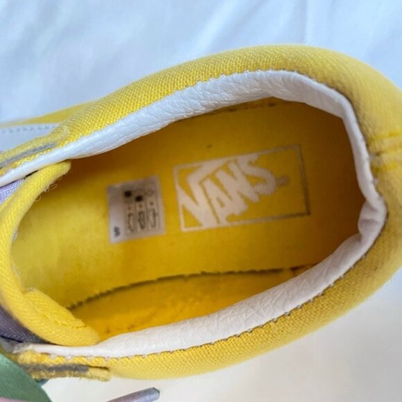 Vans Old Skool Yellow Suede Sneakers Satin Multicolor Pastel Lace, Girls' 12 - Picture 9 of 9